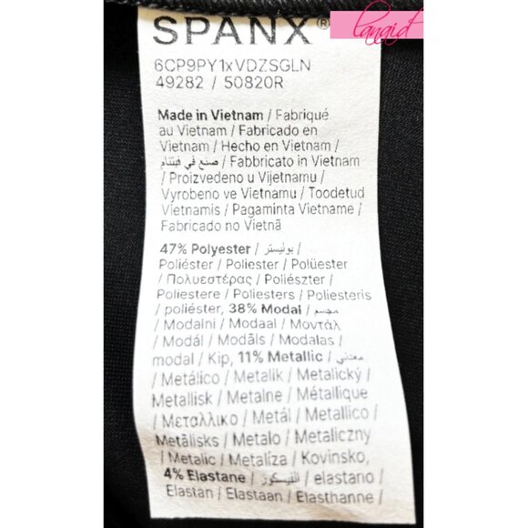 Spanx AirEssentials Half Zip Shimmer Very Black Gold Shine Knit V-Neck Sweater S - Picture 7 of 8